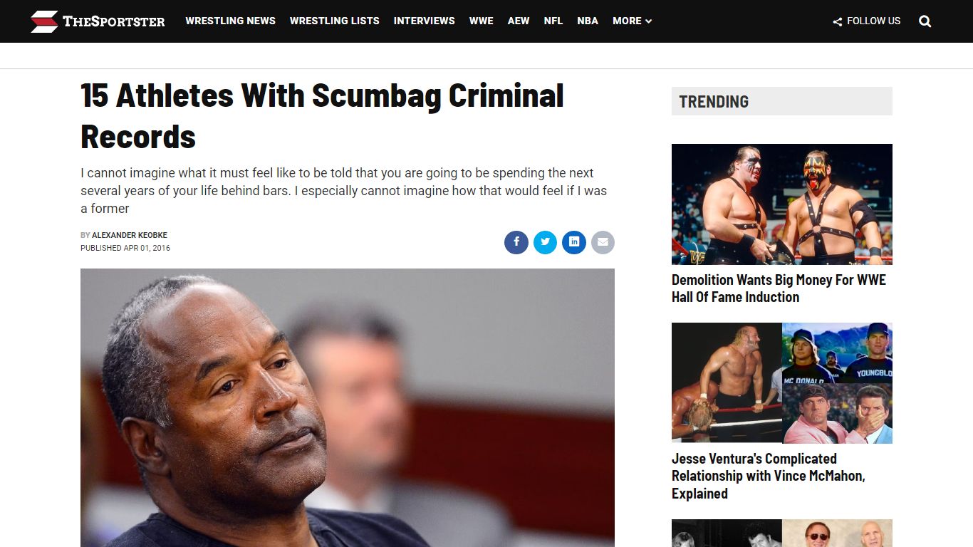 15 Athletes With Scumbag Criminal Records - thesportster.com